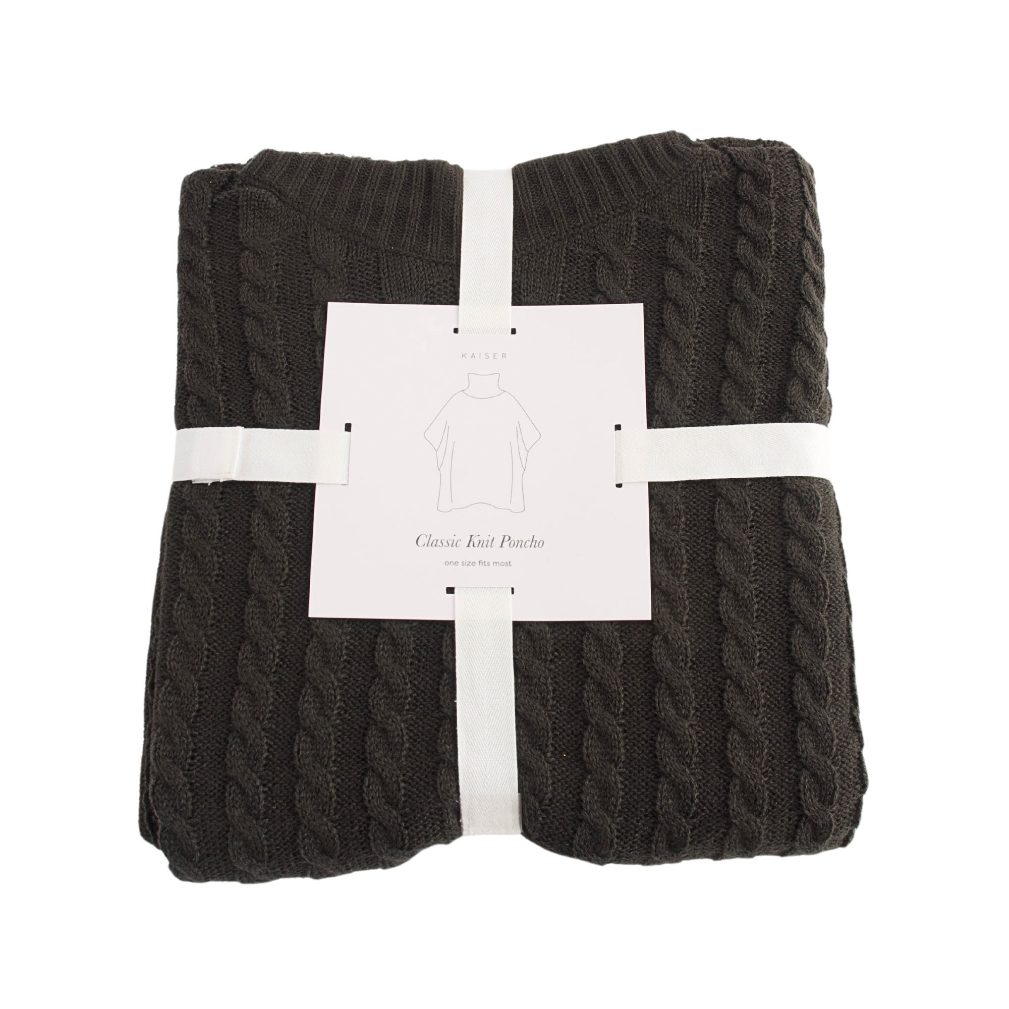 Cable Knit Poncho - Charcoal